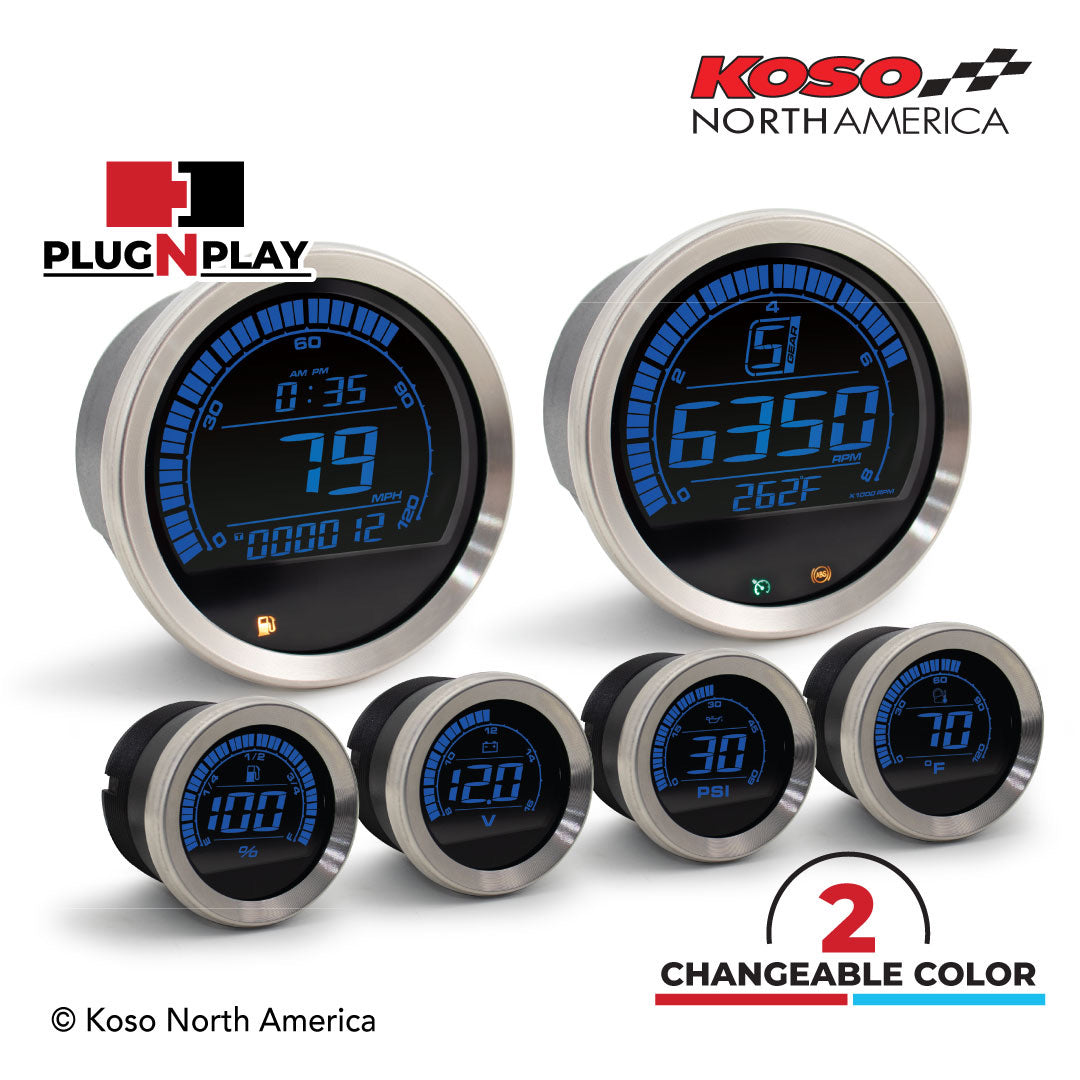 Koso North America - Meters - Gauges - HD-02 | 6 pieces kit (silver be ...